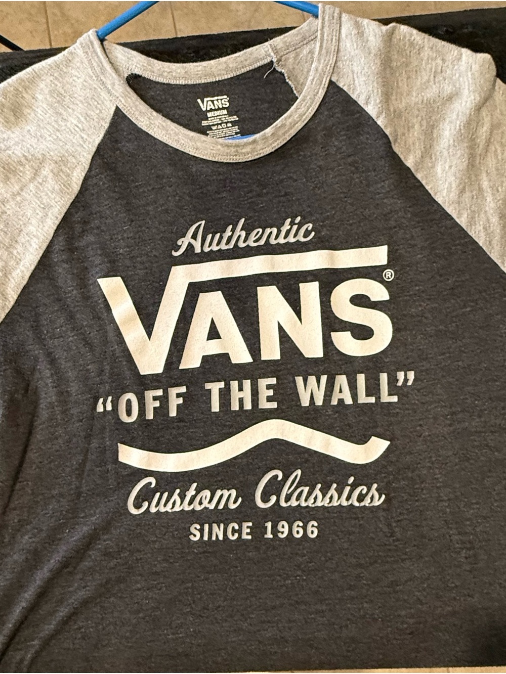 Vans Gray Raglan 'Off The Wall' Tee - Picture 3 of 3